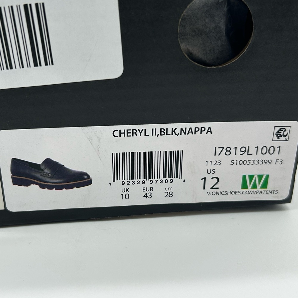 Vionic Cheryl II Black Nappa Leather Loafers – Women’s Size 12W – New in Box - Picture 11 of 12